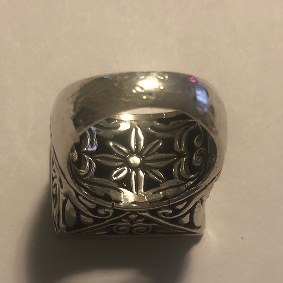 VTG Huge Sterling Silver Floral Filigree Style Heavy Ring Sz 7.25 / 17.5g - Picture 7 of 11